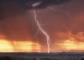lightning, red, nature